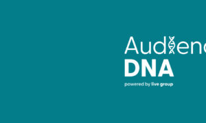 AudienceDNA logo displayed on a petrol blue banner background, representing personalised audience engagement solutions.