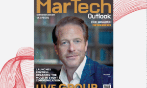 Front page of Martech Outlook featuring Live Group as a top UK event agency, highlighting their industry leadership and innovation.