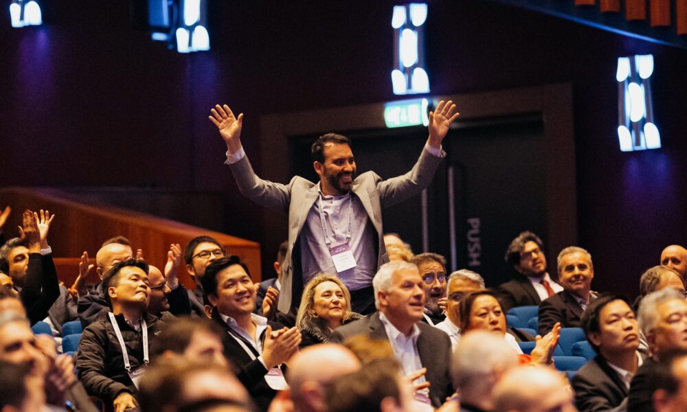 Happy man at event