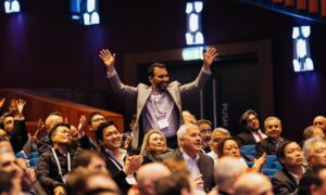 Happy man at event