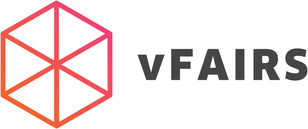 vFairs logo showcasing the company name in a clean, professional style.