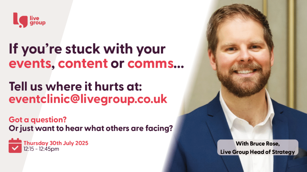 Webinar banner titled “Pain Points Solved” in bold medical-themed font at the top, with event details and speaker name (Bruce Rose) on the left, and an image of the speaker on the right.