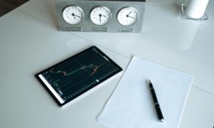 Event management analytics iPad software on desk