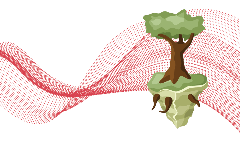 A tree outgrowing its roots, symbolising growth beyond limitations.