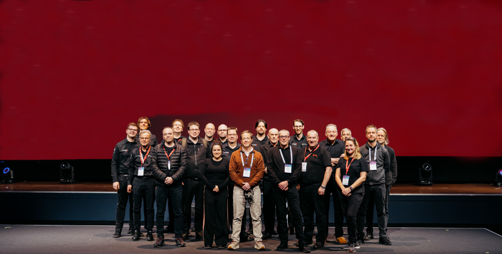 Event team posing at the venue after completing setup