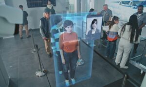 Attendee being verified by an AI security system while entering an event, demonstrating how AI in events improves safety and speed