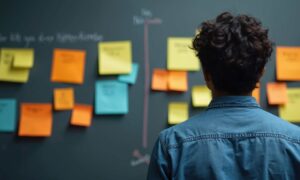 Professional looking at a communication strategy for better workplace or event communications.