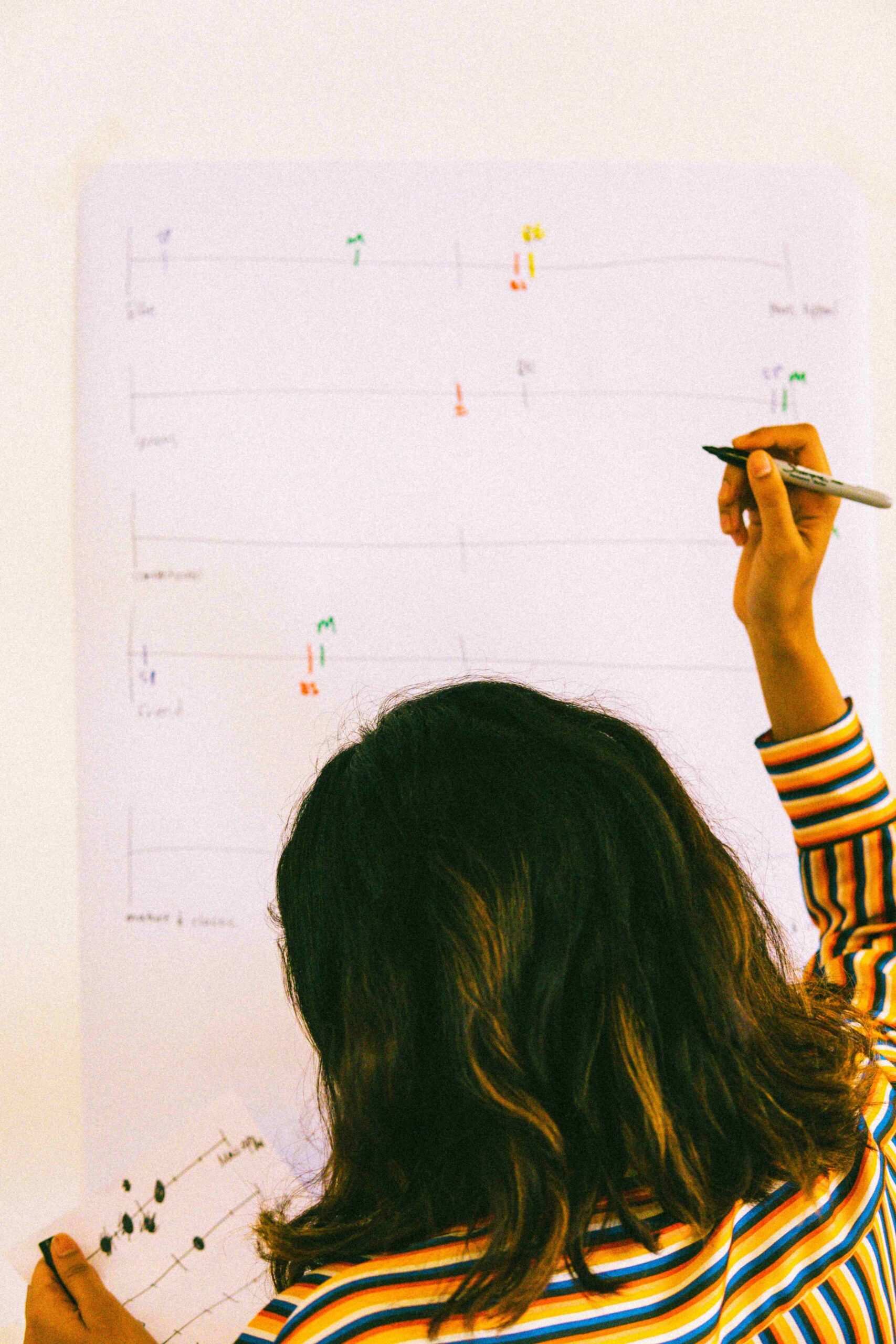 Hand drawing an event planning timeline map on paper, illustrating how to plan an event fast and efficiently