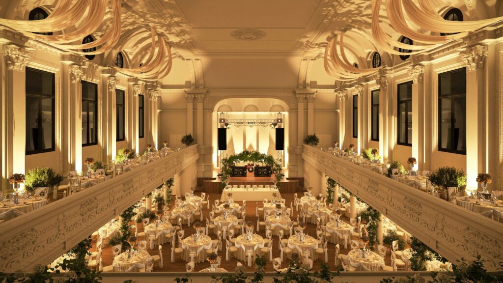 Ballroom for event. Sourced by Live Group Venues.