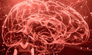 Illustrated brain diagram showing cognitive functions, information processing, and communication pathways to represent the science behind effective internal communication