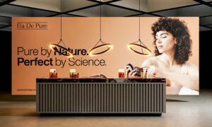 Campaign activation booth at beauty and fashion brand event.