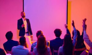 Event audience giving attention to speaker